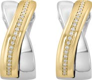 EFFY 14K Gold Plated Sterling Silver Diamond Huggie Hoop Earrings