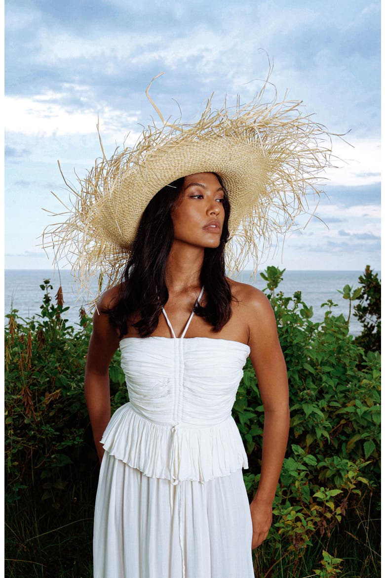 The Catalina Frayed Straw Sun Hat, Alternate, color, Neutral