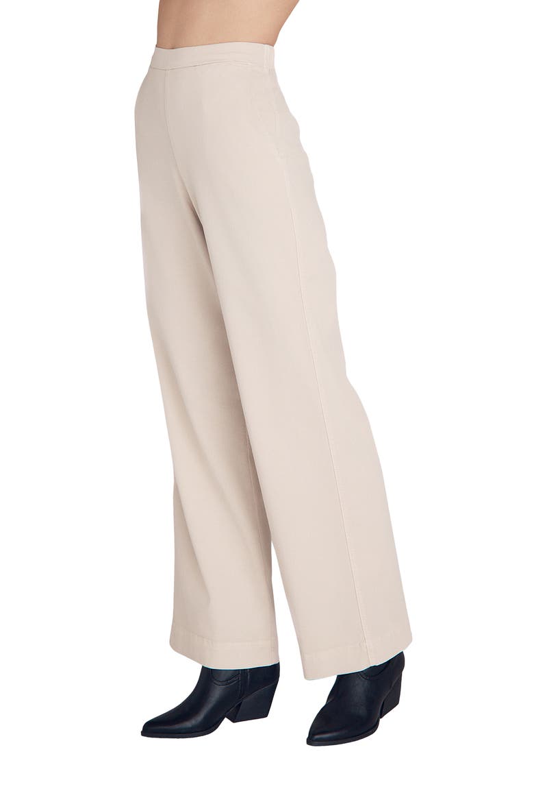 Catalina Pull-On Flat Front Wide Leg Pants, Alternate, color, IVORY STONE