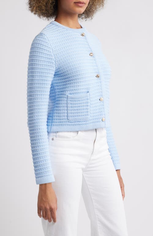 Shop Caslonr Caslon(r) Textured Pima Cotton Cardigan In Blue Windsurfer