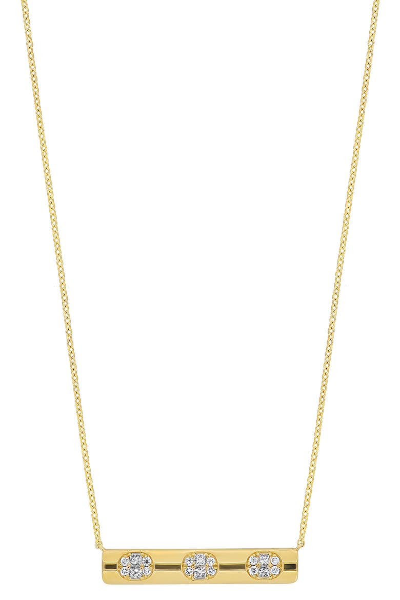 Mika Oval Diamond Cluster Bar Necklace, Main, color, 18K YELLOW GOLD