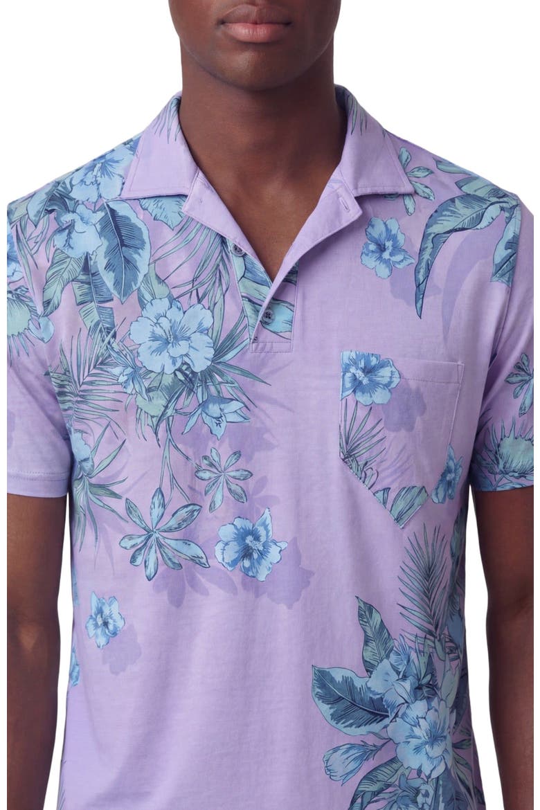 Mali Floral Lavender Mens Wool Johnny Collar Polo, Alternate, color, MALI FLORAL LAVENDER