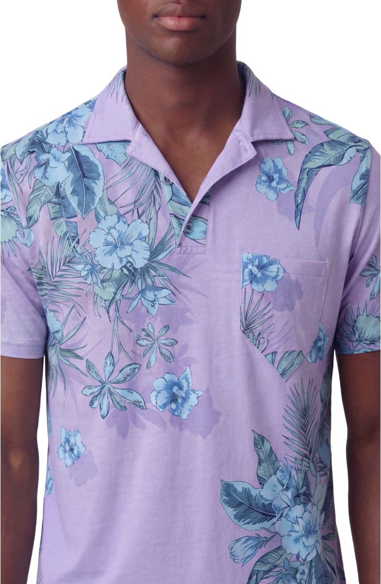 Lords of Harlech Mali Floral Lavender Mens Wool Johnny Collar Polo, Alternate, color, Mali Floral Lavender