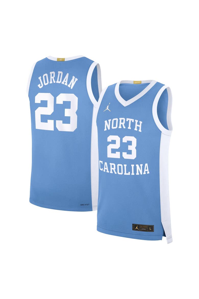 Men's Jordan Brand Michael Jordan Carolina Blue North Carolina Tar Heels Road Replica Basketball Jersey, Main, color, Light Blue