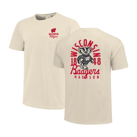 Men's Cream Wisconsin Badgers Comfort Colors Mascot Overlay T-Shirt