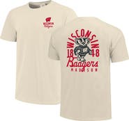 IMAGE ONE Men's Cream Wisconsin Badgers Comfort Colors Mascot Overlay T-Shirt
