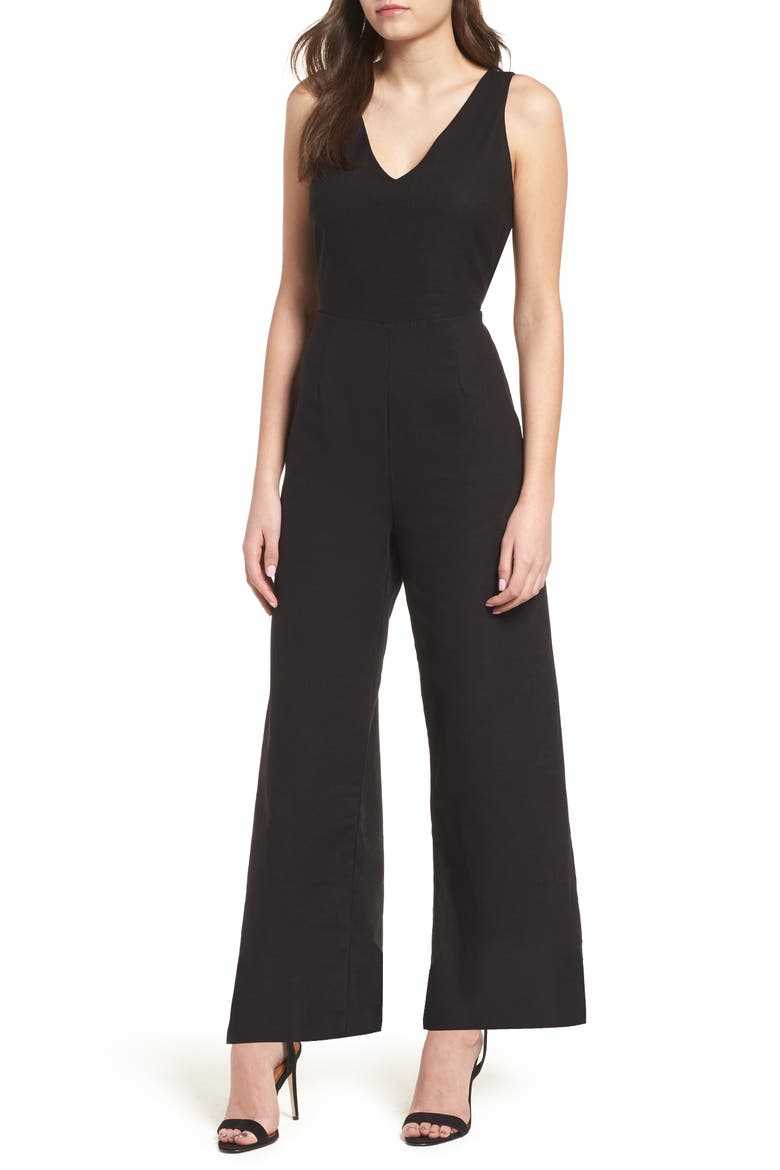 Crop Wide Leg Jumpsuit, Main, color, BLACK