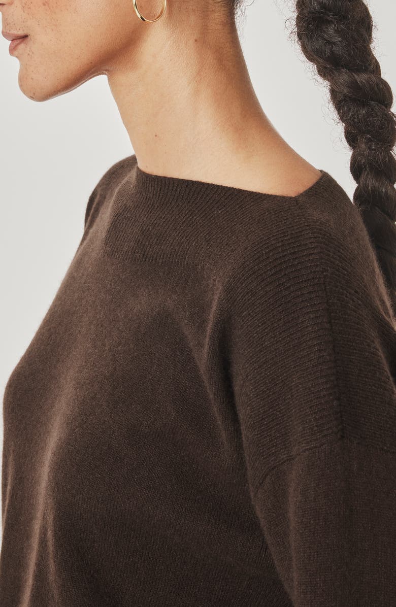 Splendid Tori Boatneck Crop Cashmere Sweater, Alternate, color, Soft Chocolate Brown