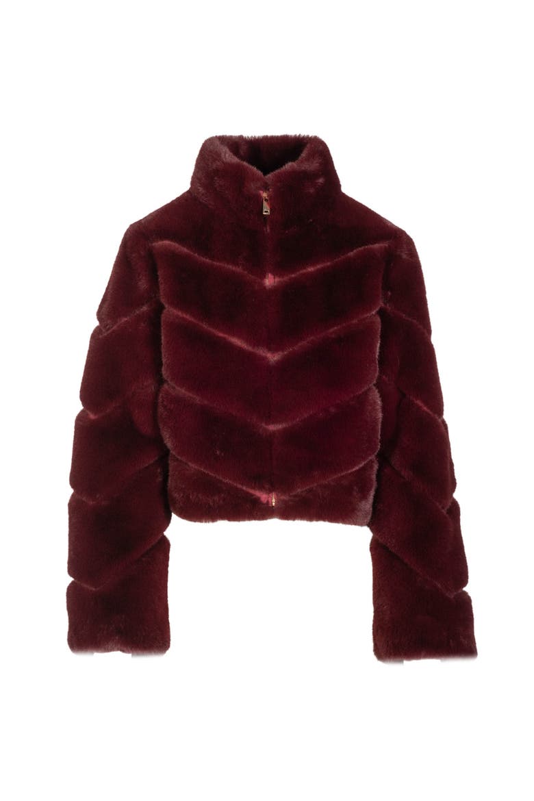 Brianna Faux Fur Jacket, Main, color, Red