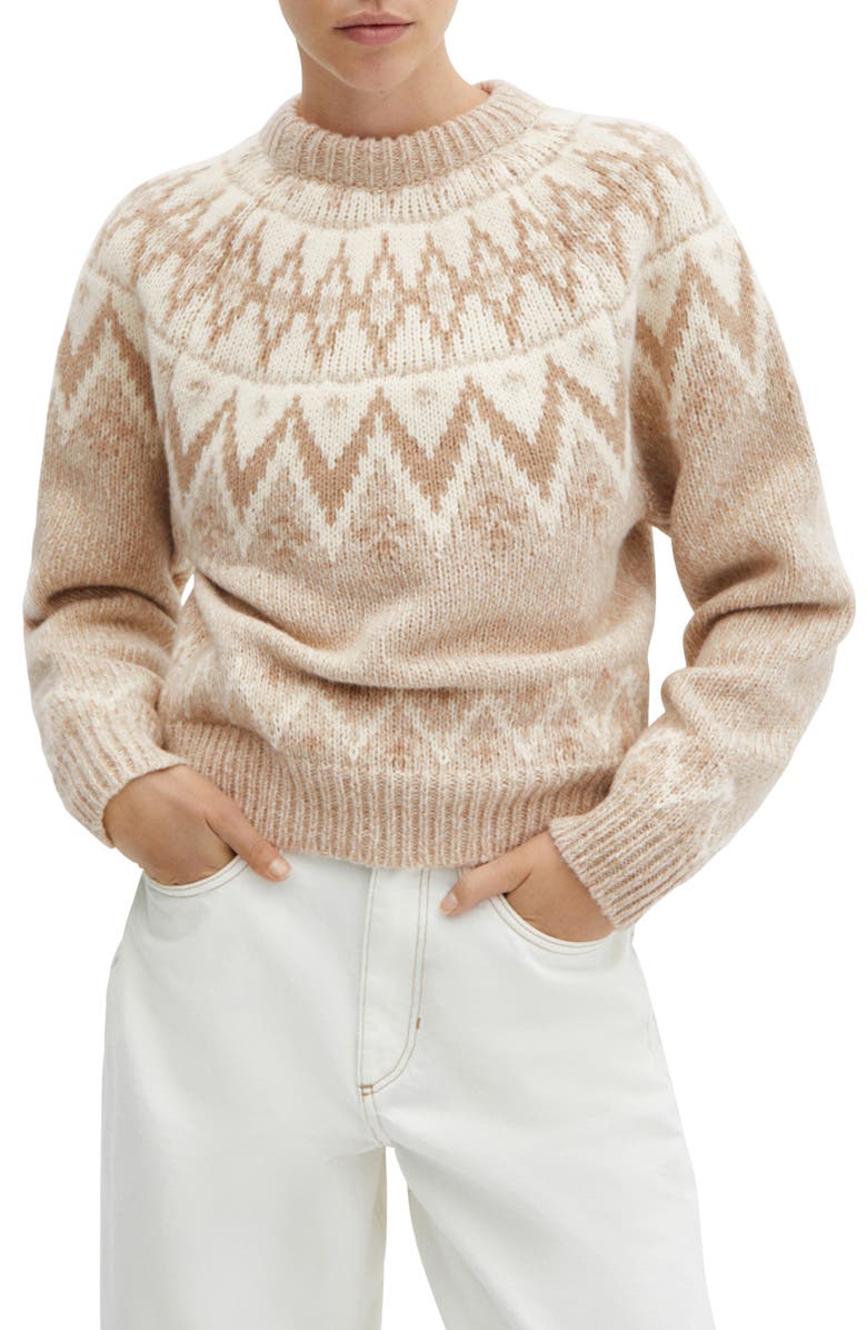 MANGO Fair Isle Crewneck Sweater, Main, color,