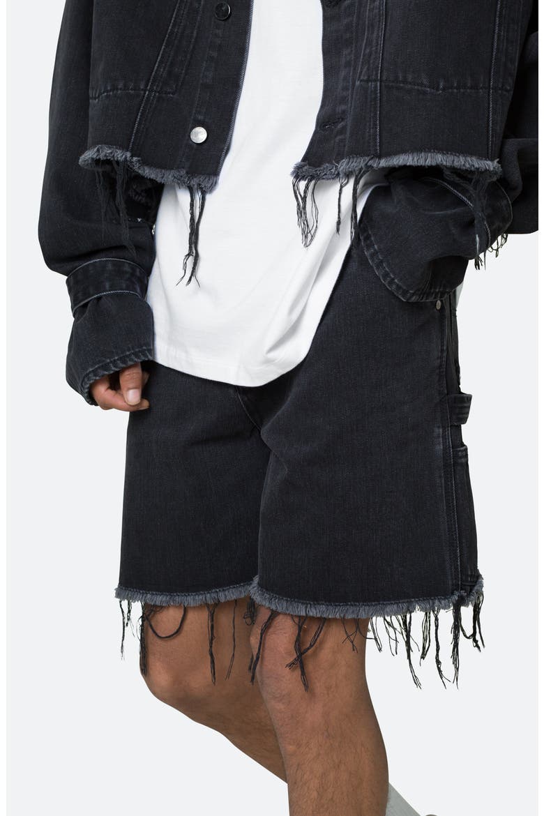 Frayed Denim Shorts, Alternate, color, WASHED BLACK