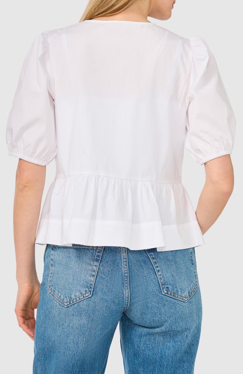 CeCe Bow Front Puff Sleeve Top, Alternate, color, Lucent White