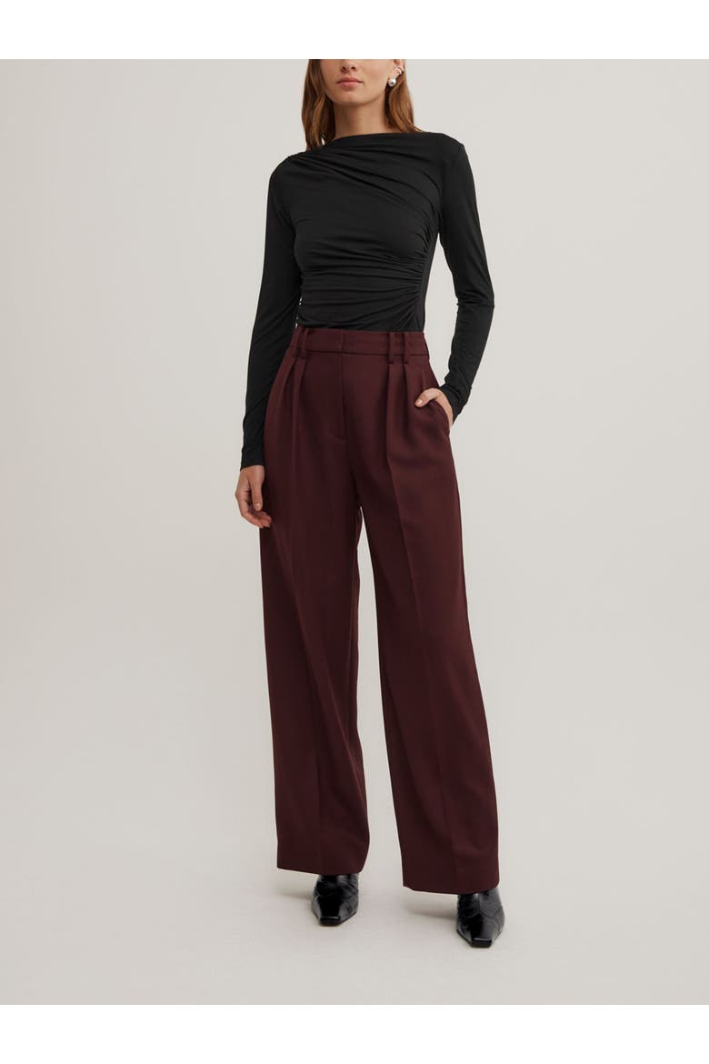 Soft Pleat Trousers, Alternate, color, Wine