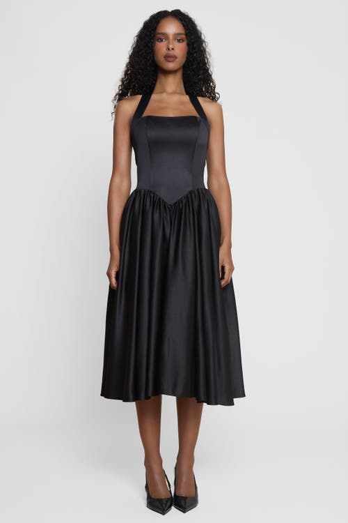 Leau Hart Halter Corset Midi Dress In Gray