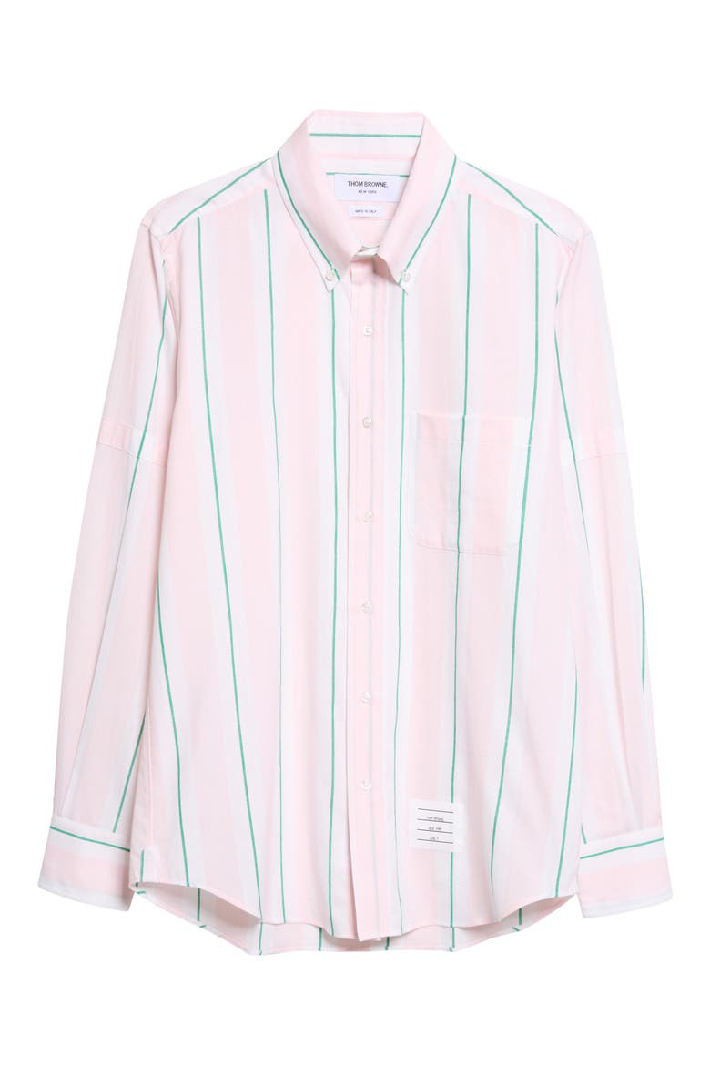 Straight Fit Stripe Cotton Button-Down Shirt, Main, color, LIGHT PINK
