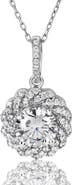SUZY LEVIAN Sterling Silver Pavé CZ Halo Pendant Necklace