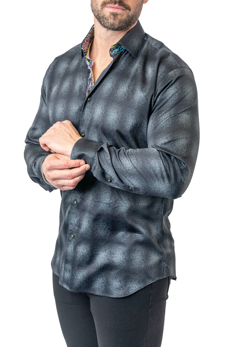 Fibonacci Carbon 17 Contemporary Fit Button-Up Shirt, Alternate, color, BLACK