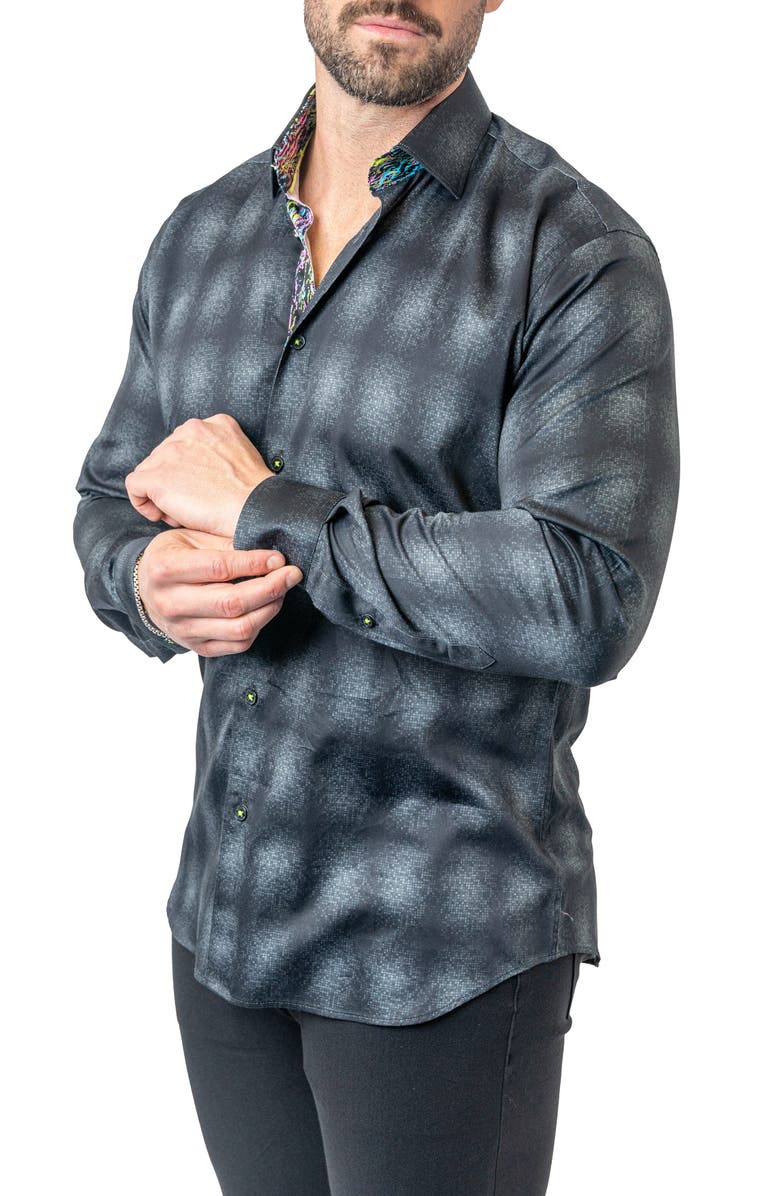 Maceoo Fibonacci Carbon 17 Contemporary Fit Button-Up Shirt, Alternate, color, Black