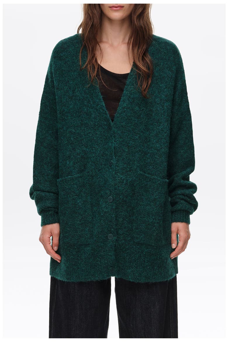 Long Alpaca Blend Cardigan, Main, color, DARK TEAL