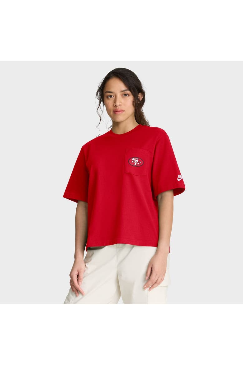 Women's Nike Scarlet San Francisco 49ers Rewind Pocket Boxy T-Shirt, Main, color, Scarlet