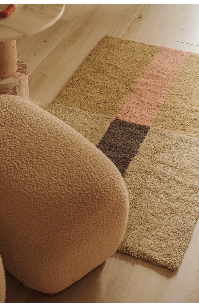 Lorena Canals Wool Rug Chroma Dusty Pink, Alternate, color, Natural, Basil, Charcoal, Pink