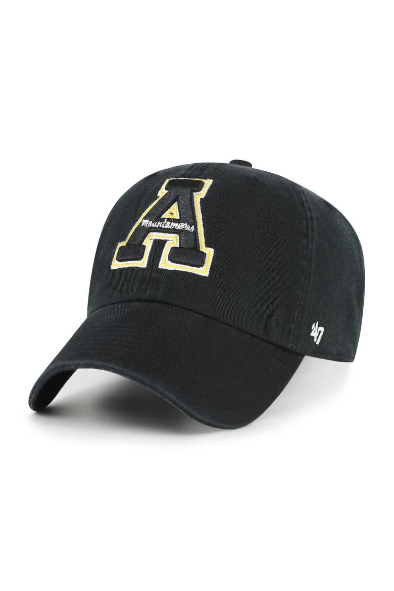 Men's '47 Black Appalachian State Mountaineers Clean Up Adjustable Hat, Main, color, Black