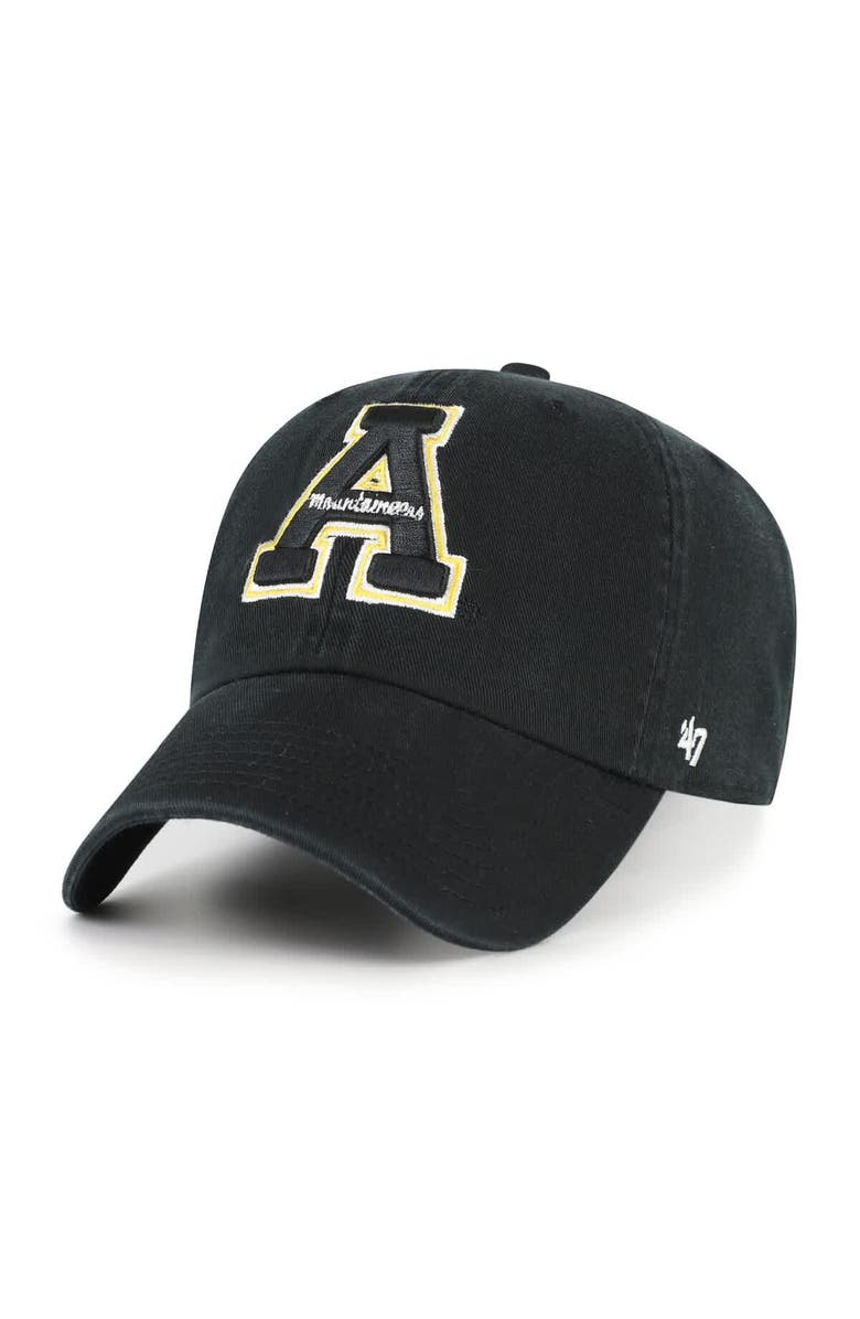 '47 Men's '47 Black Appalachian State Mountaineers Clean Up Adjustable Hat, Main, color, 