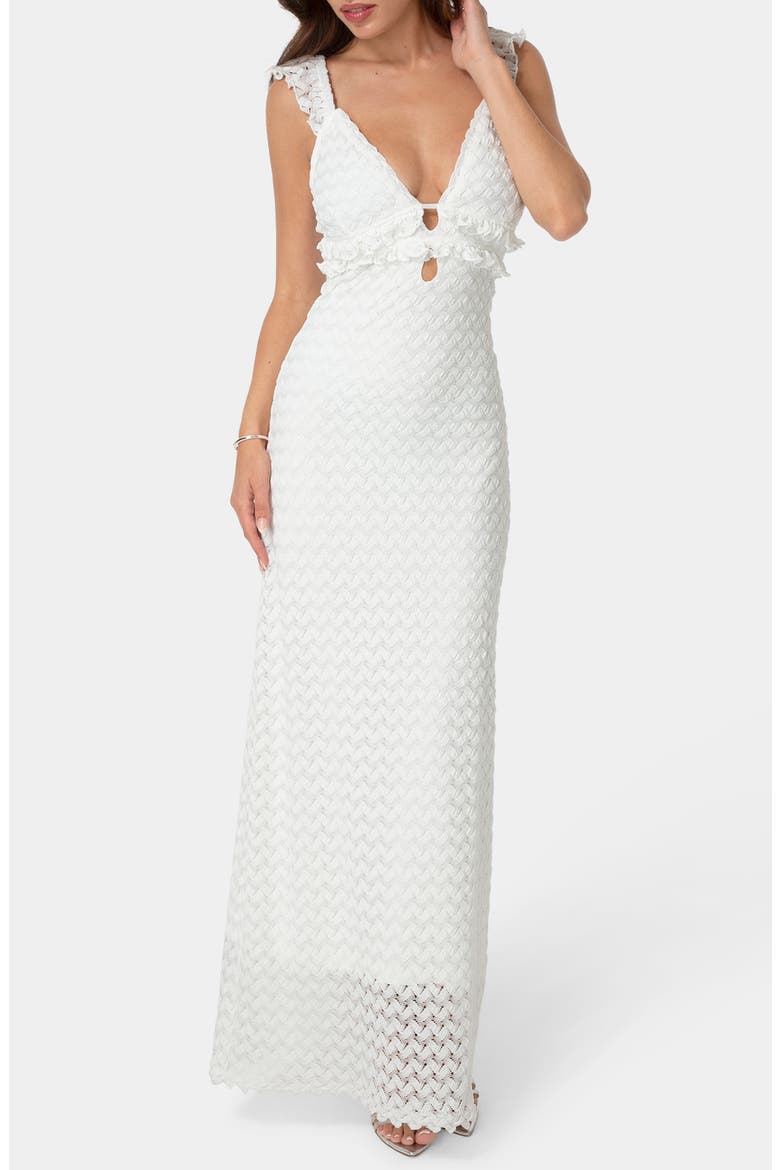 Lace Keyhole Maxi Dress, Main, color, WHITE