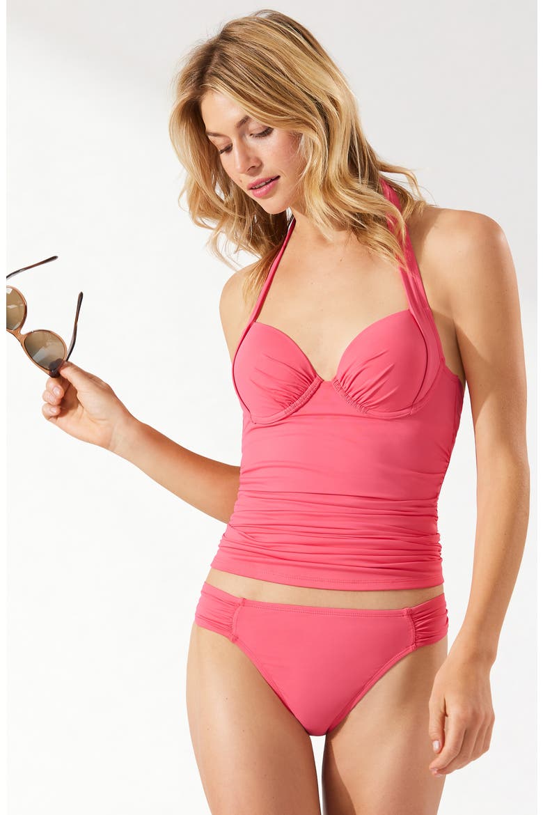 Pearl Halter Neck Underwire Full Coverage Tankini, Alternate, color, CORAL COAST