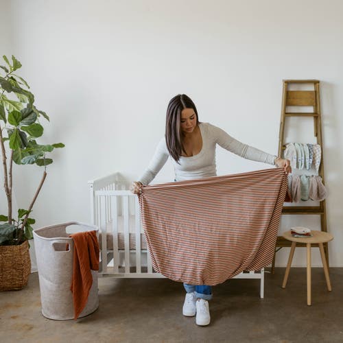 Parker Baby Co. Crib Sheets In Clay Stripe