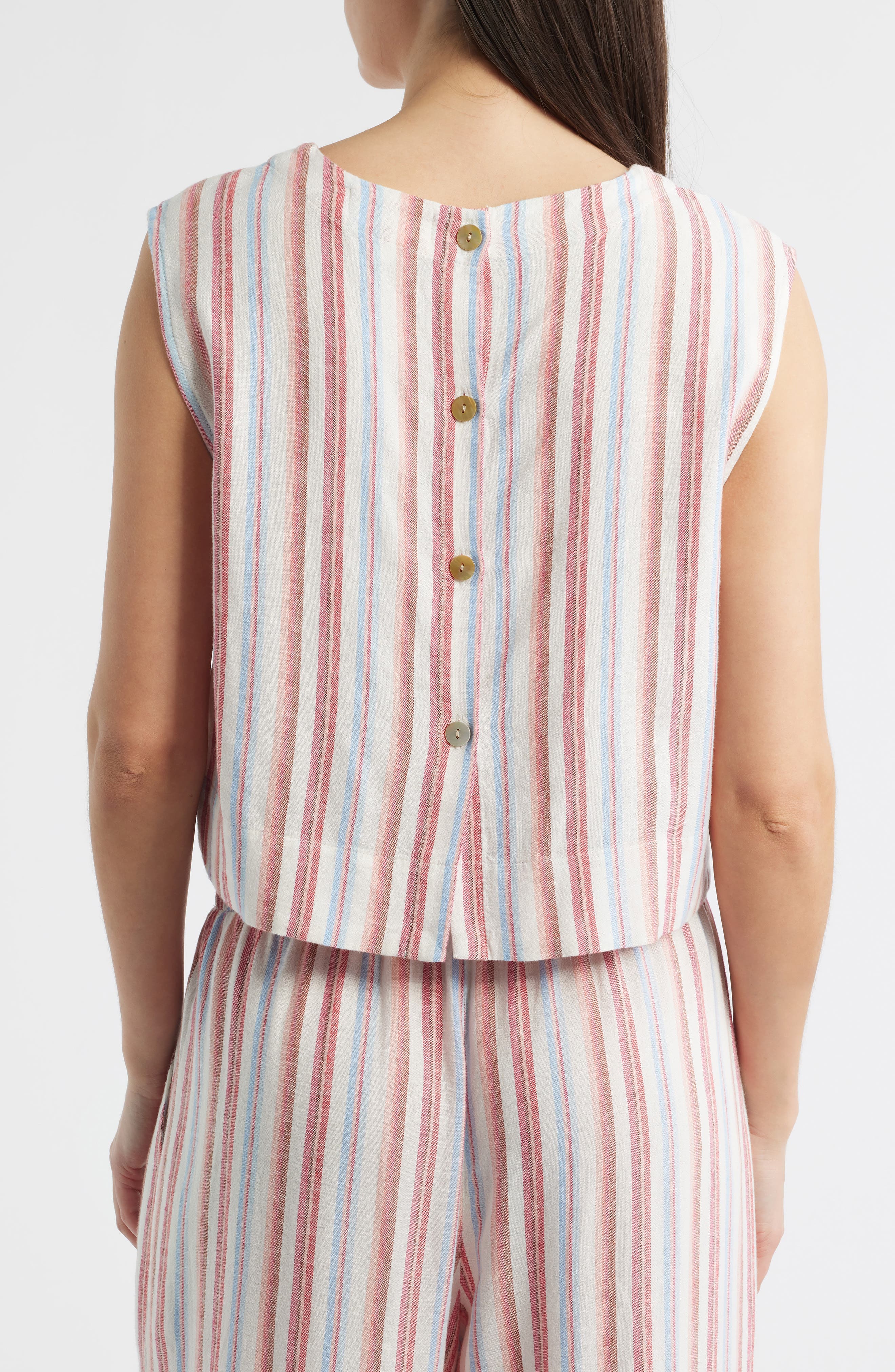 Boxy Back Button Linen Blend Top - image 2