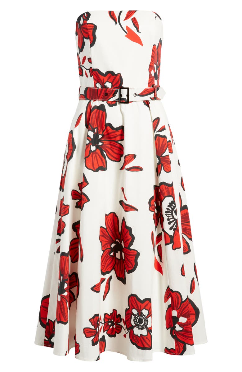 Sam Edelman Strapless Belted Stretch Cotton Dress, Alternate, color, Red/ White