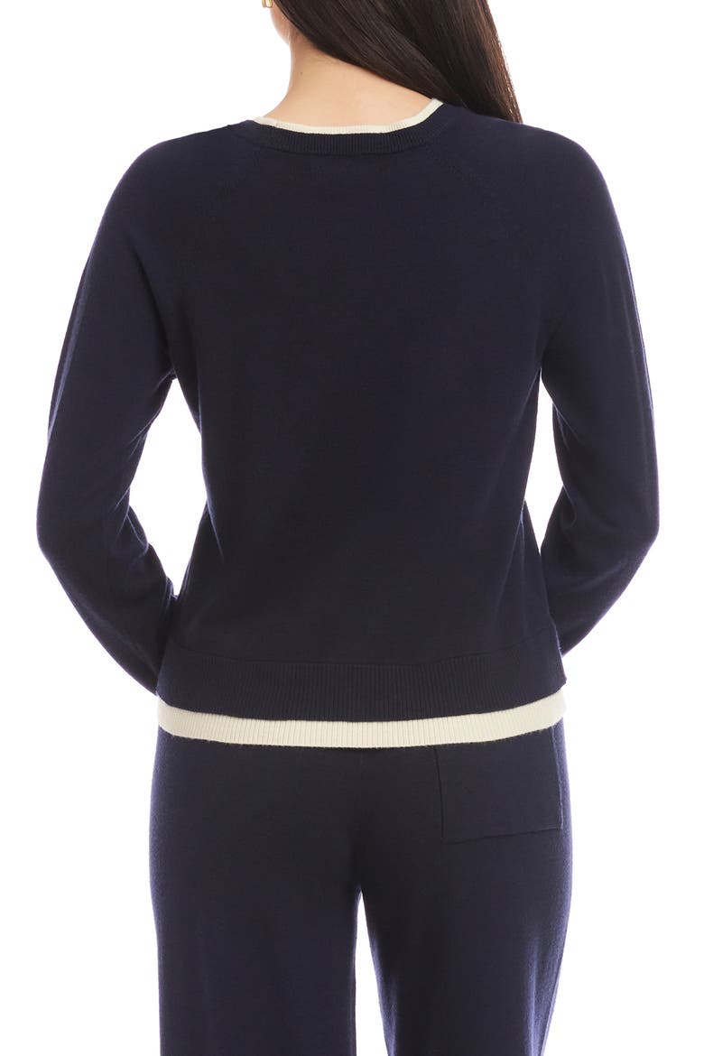 Contrast Trim Crewneck Sweater, Alternate, color, NAVY W/ CREAM