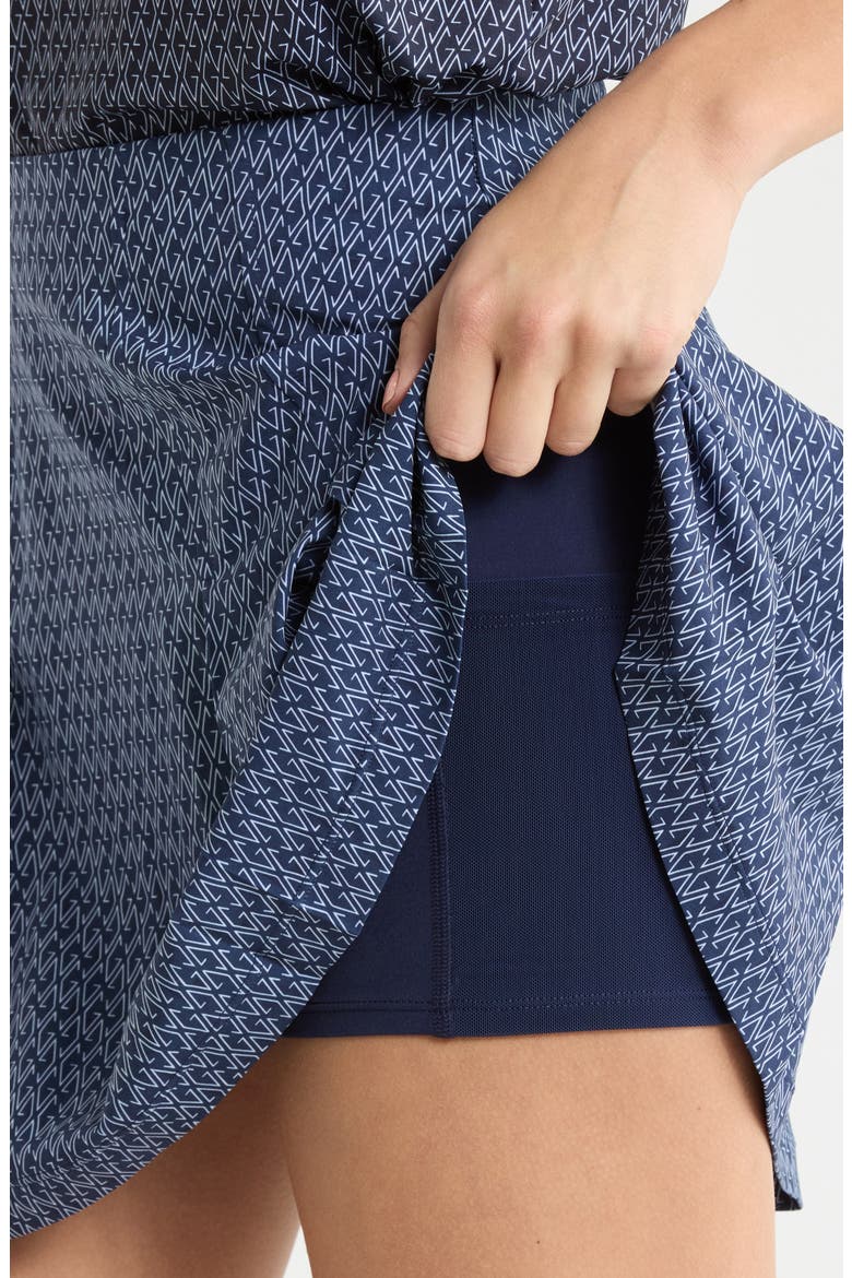 Ashe Print Pleated Performance Skirt, Alternate, color, MALTESE BLUE
