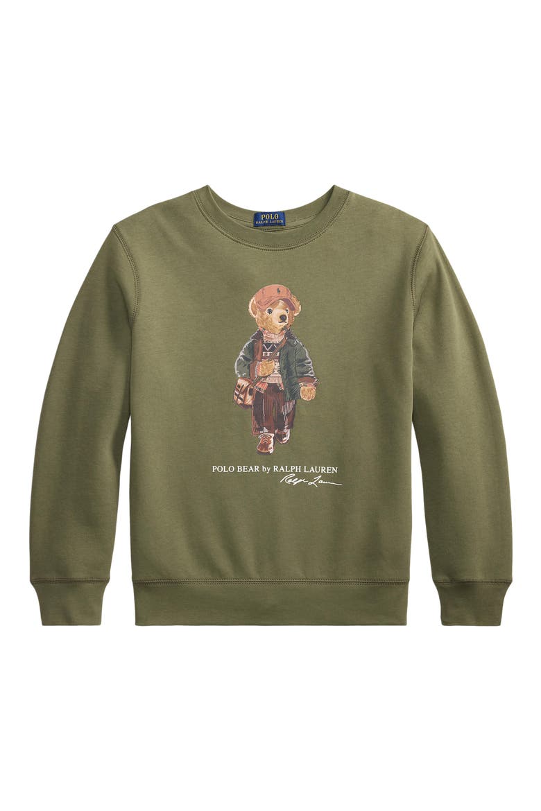 Kids' Polo Bear Graphic Sweatshirt, Main, color, CRUISE OLIVE