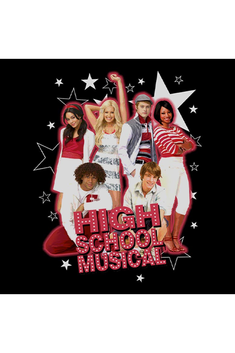 Girl's High School Musical Wildcats Star Group Shot  Graphic T-Shirt, Alternate, color, Black