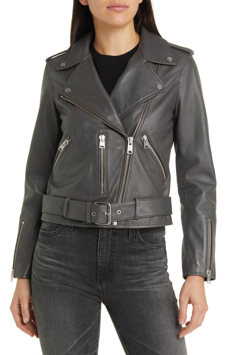 AllSaints Balfern Leather Moto Jacket, Alternate, color, 