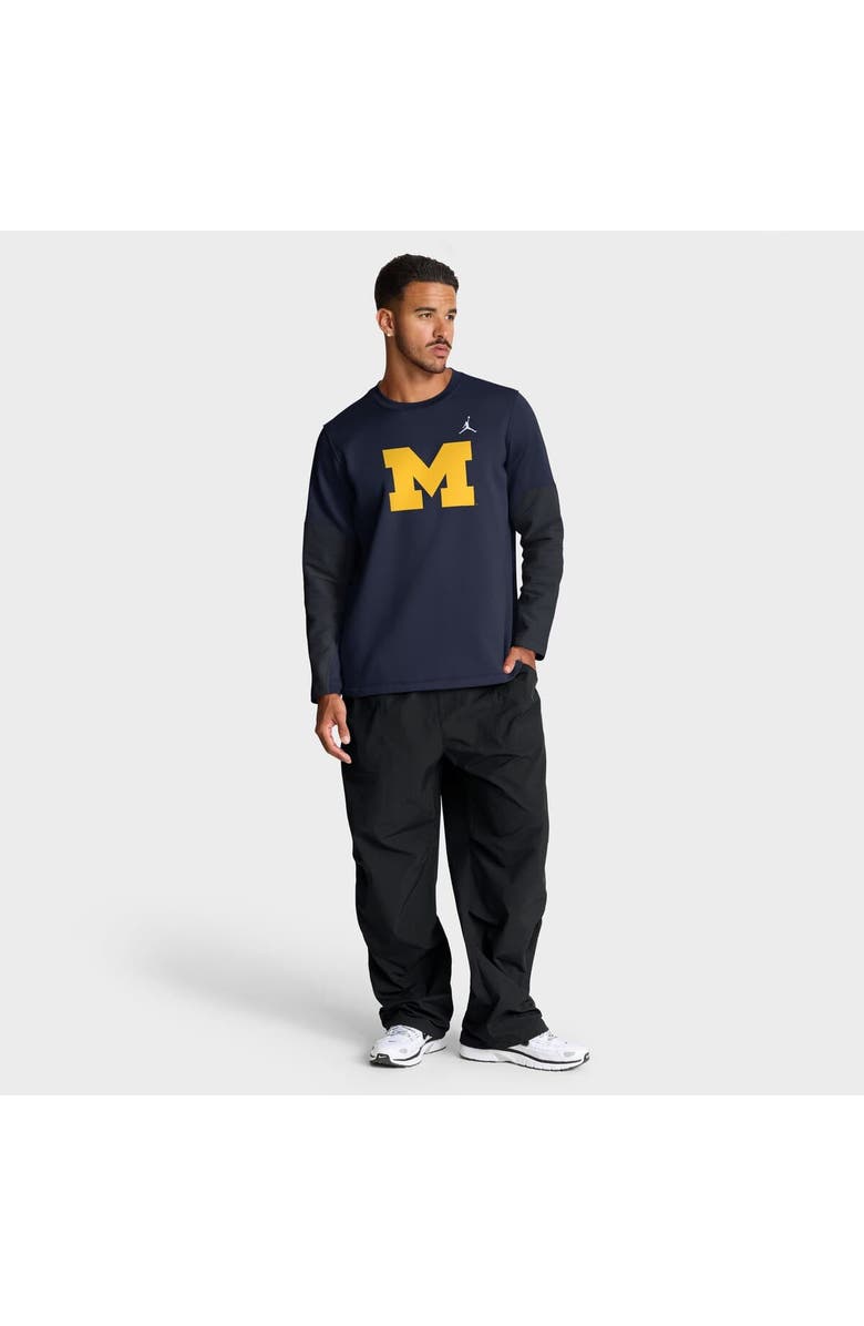 Jordan Brand Men's Jordan Brand Navy Michigan Wolverines 2025 Sideline Coach Therma-FIT Long Sleeve T-Shirt, Alternate, color, Navy