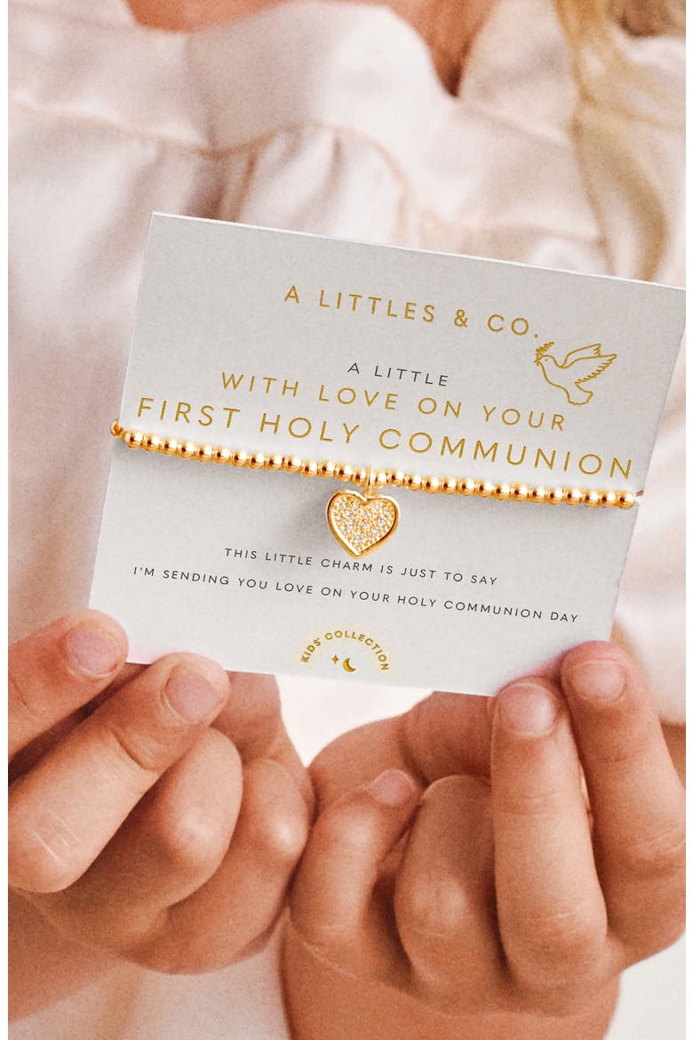 Kids' A Little 'With Love On Your First Holy Communion' Bracelet, Alternate, color, Gold Plated