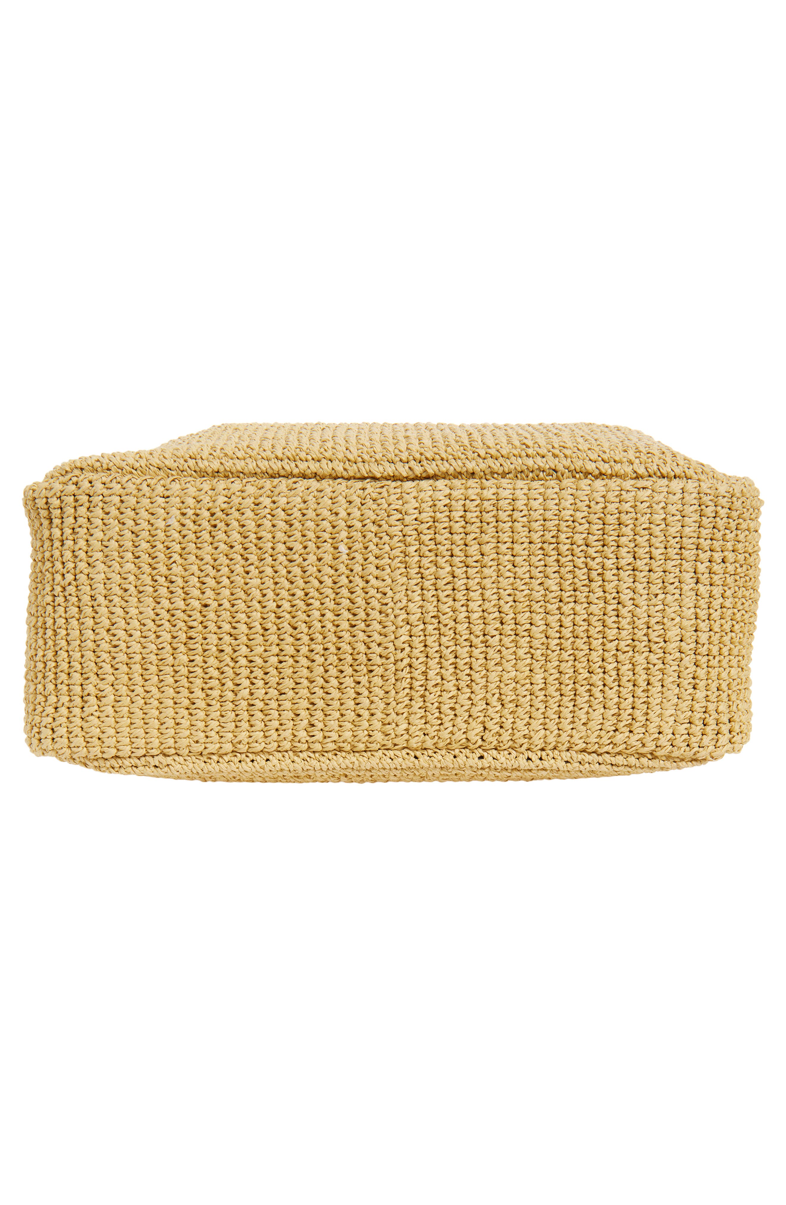 Tory Burch Large Romy Straw Bucket Bag, Alternate, color, 