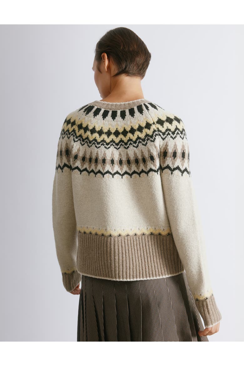 Fair Isle Yoke Cardigan, Alternate, color, Neautral
