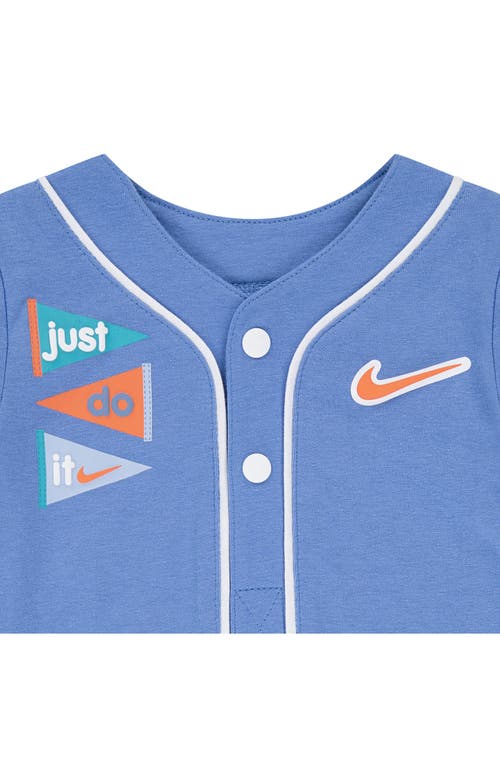 Nike Just Do It Henley Romper In Blue Beyond