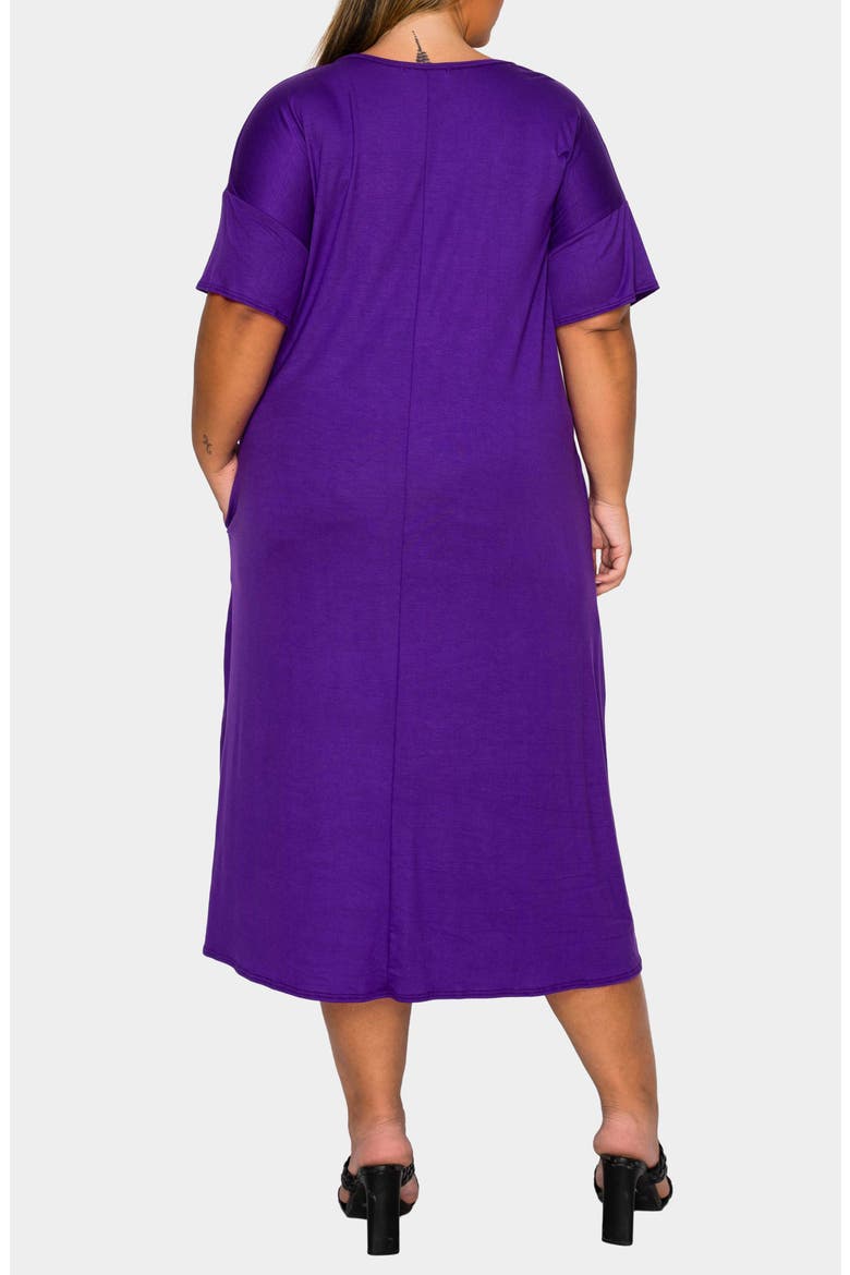 Olivia Short Sleeve Midi Dress, Alternate, color, PURPLE