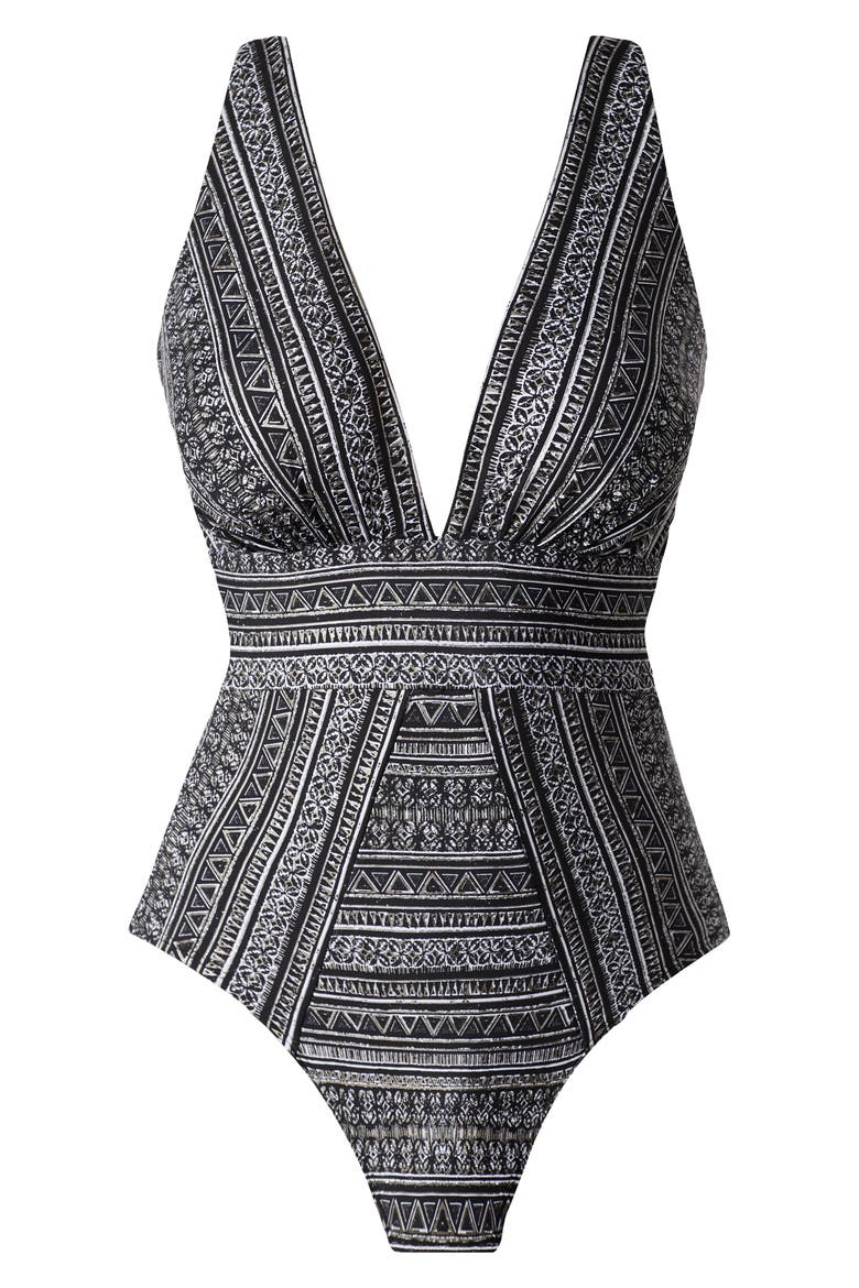 Elysium Odyssey One-Piece Swimsuit, Alternate, color, BLACK/WHITE