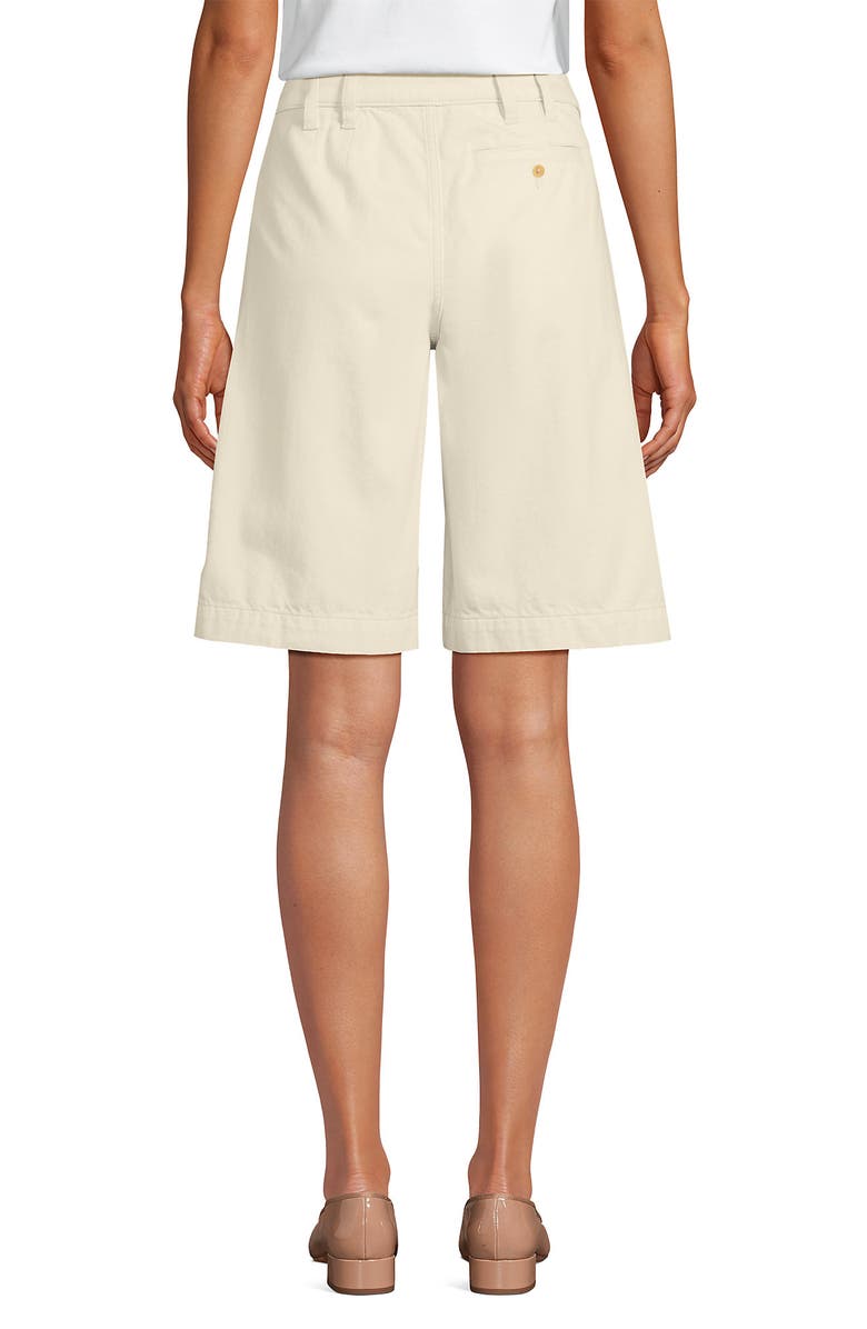 Lands' End Lightweight Denim Mid Rise Pleated 12" Slouchy Shorts, Alternate, color, Natural