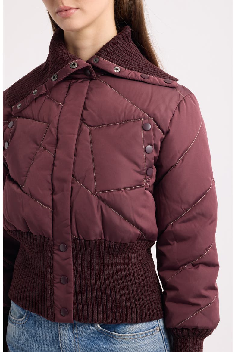 Asymmetrical Quilted Puffer Jacket, Alternate, color, ROSE