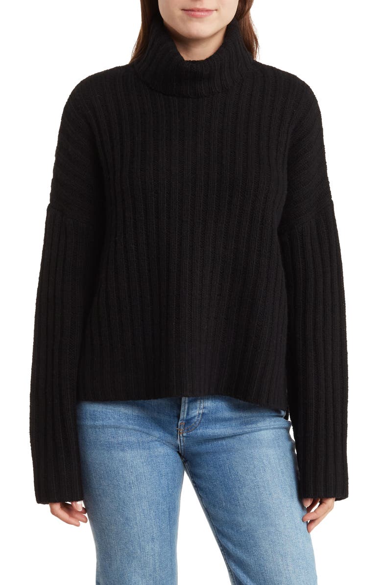 360 CASHMERE Angelica Wool & Cashmere Ribbed Turtleneck Sweater, Main, color,