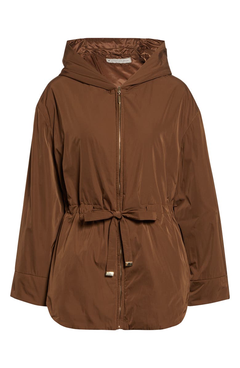 Max Mara Charme Water Repellent Hooded Jacket, Alternate, color, Honey