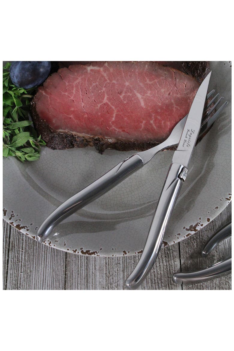 Laguiole Connoisseur Stainless Steel Steak Knives - Set of 4, Alternate, color, SILVER