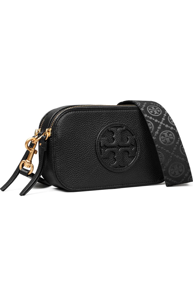 Tory Burch Mini Miller Leather Crossbody Bag, Alternate, color, Black